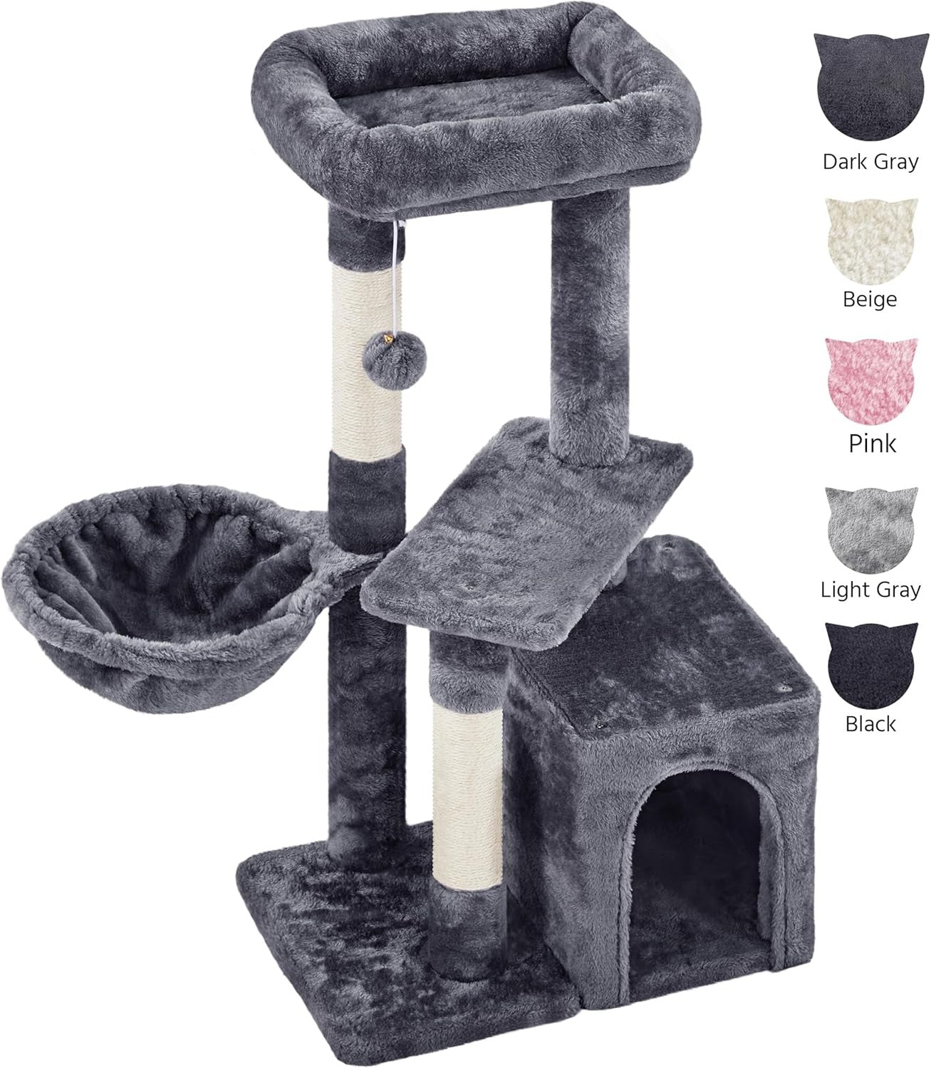 Compact Cat Tree Tower 84cm Multi Level Condo Scratcher Play House