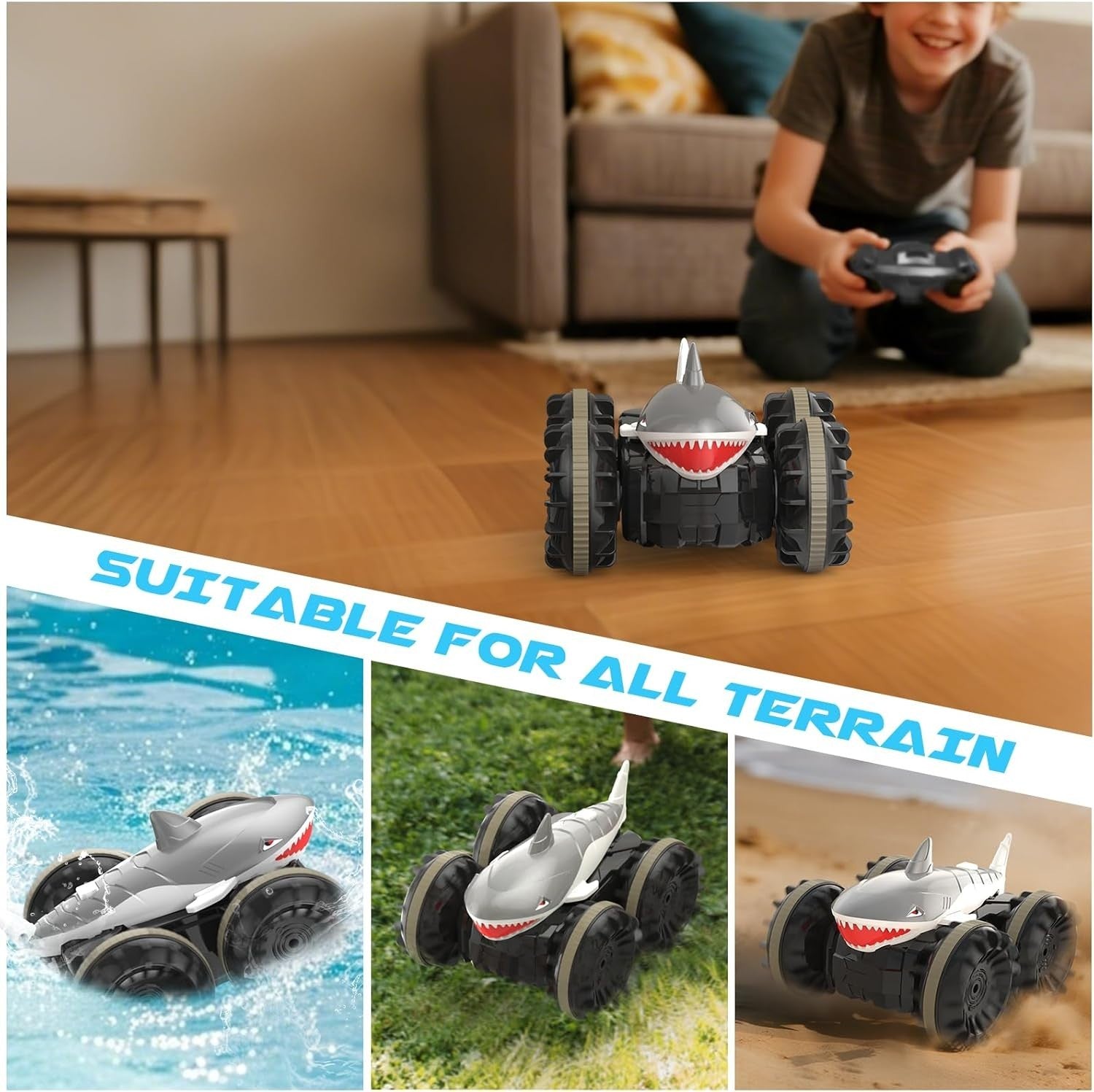 4WD Amphibious RC Stunt Car – Waterproof Remote Control w/ 50m Range