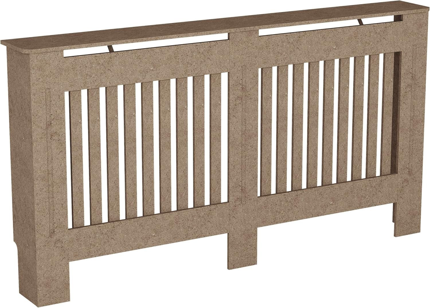 Large Unfinished Radiator Cover Cabinet | Modern MDF Slatted Heating Unit