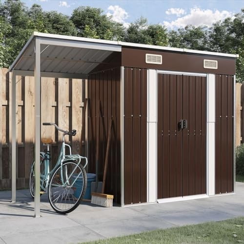 Metal Garden Shed Outdoor Tool Firewood Bike Storage 277x111x181cm