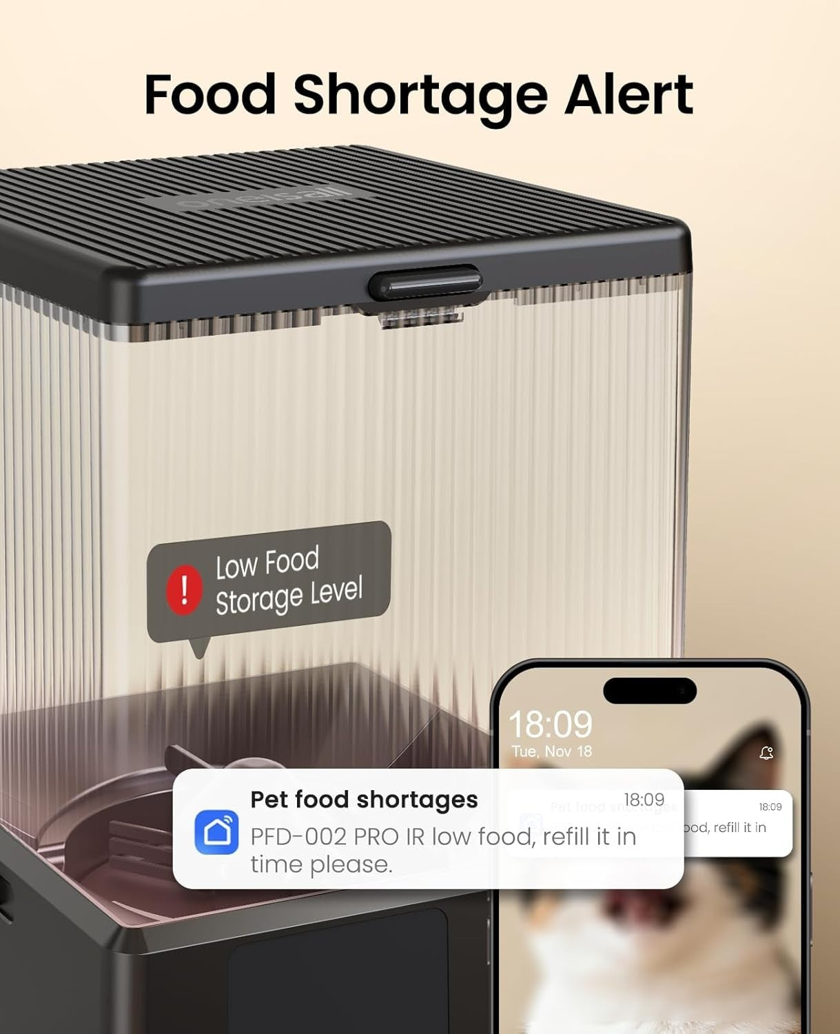 Automatic Cat Feeder 2 Cats WiFi App Control 5L Dual Bowl Food Dispenser