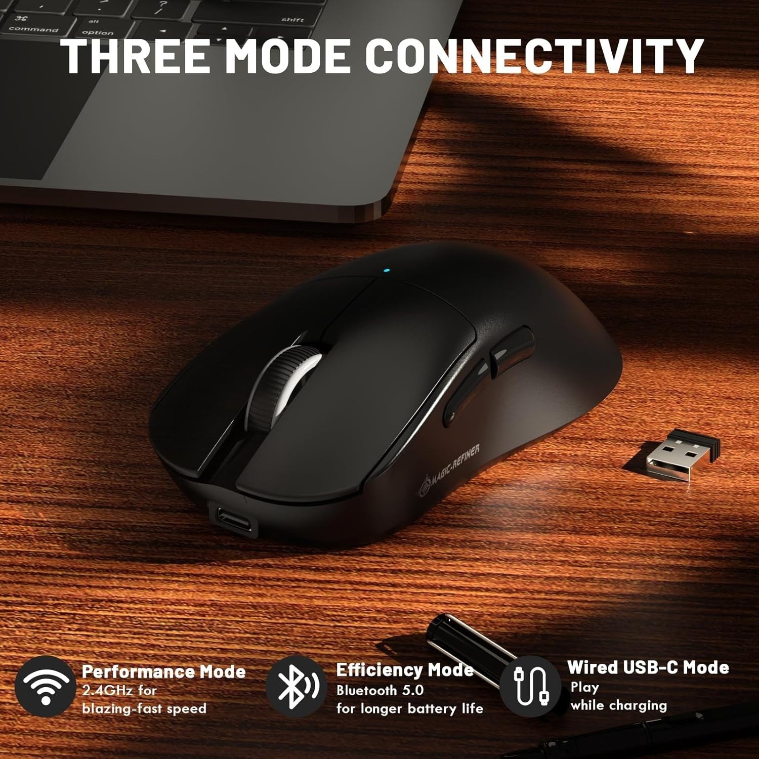 Wireless Gaming Mouse 24000 DPI Superlight RGB 2.4G Bluetooth USB
