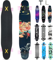 46" Longboard Skateboard Complete 8-Layer Maple Wood Deck Perfect Teens & Adults
