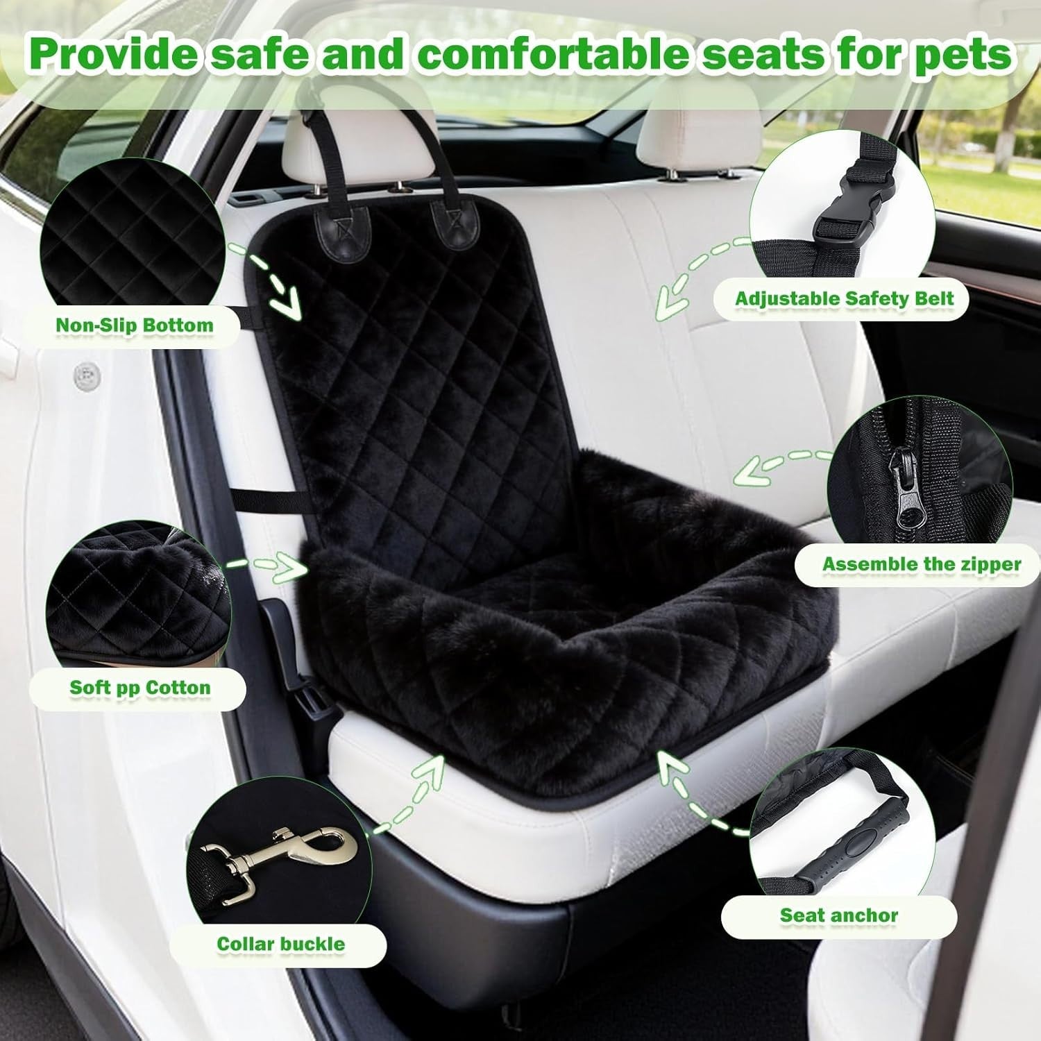 Waterproof Dog Car Booster Seat Pet Travel Bed Safety Leash Non Slip