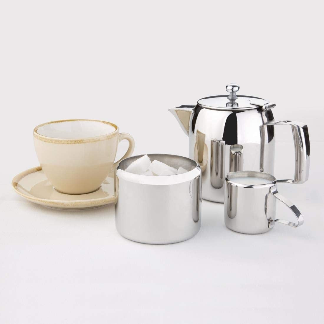 Stainless Steel Teapot 20oz Tea Pot Mirror Finish Hinged Lid Silver