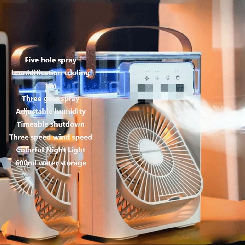 Desktop Cooling Spray Fan – 3-Speed USB Rechargeable Mist Humidifier 600ml Tank
