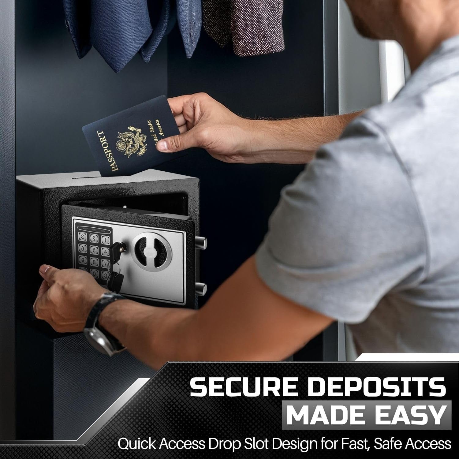 Drop Slot Depository Safe Box Digital Keypad Cash Money Security Lock