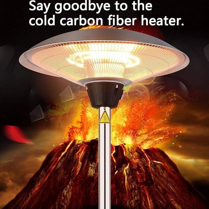 Outdoor Electric Patio Heater 3000W Infrared Carbon Tube Weatherproof Adjustable