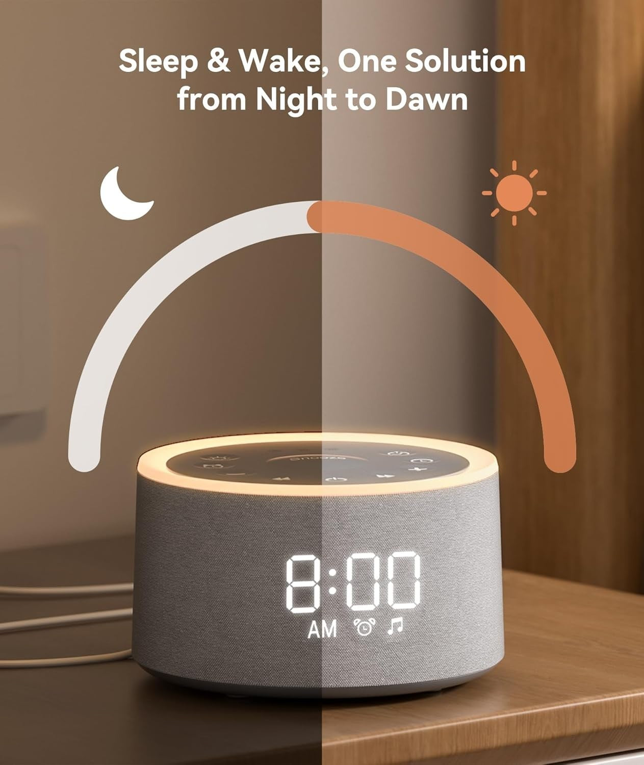 White Noise Machine for Sleep & Baby with 29 Sounds, Night Light & Alarm