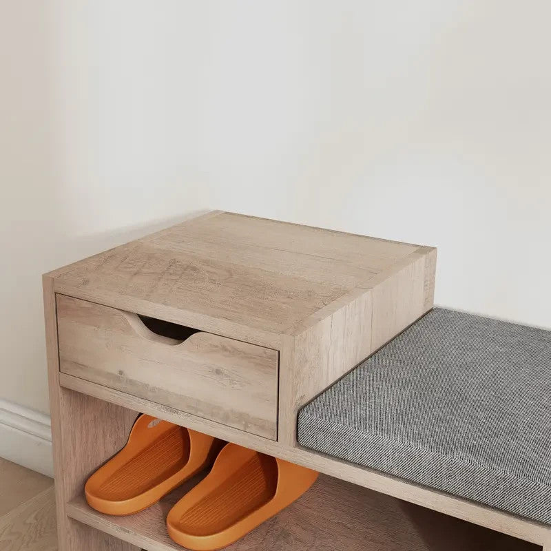 Shoe Storage Bench with Drawer & Cushion – Entryway Seat & Rack Unit