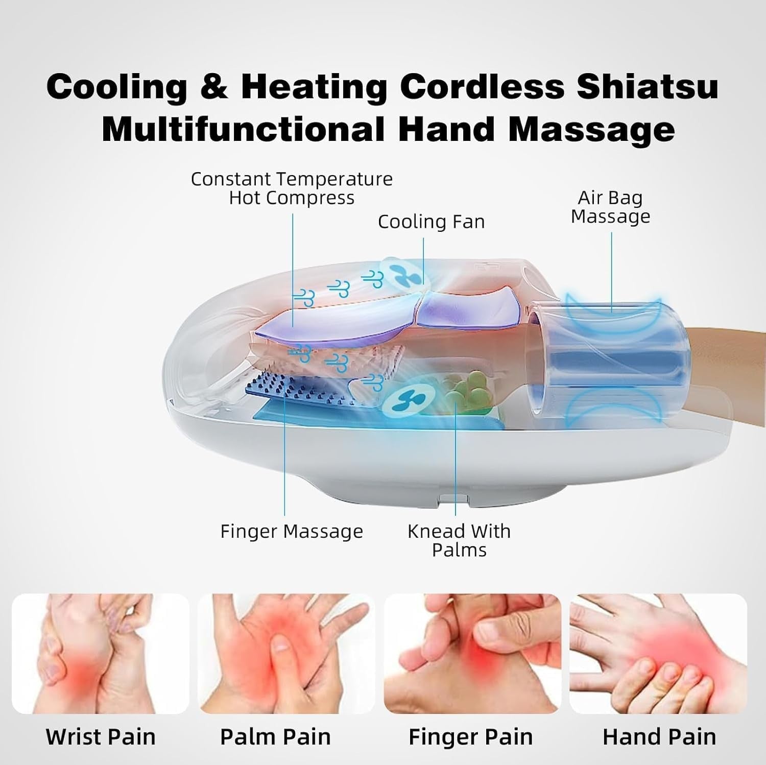 Hand Massager Heat Compression Carpal Tunnel Relief Arthritis Numbness