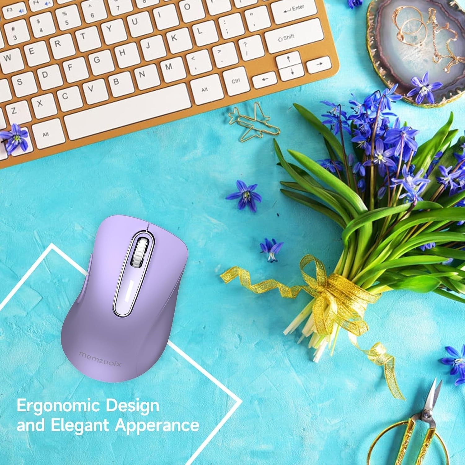 Ergonomic Wireless Mouse 1400 DPI USB 2.4G Portable Laptop Lilac
