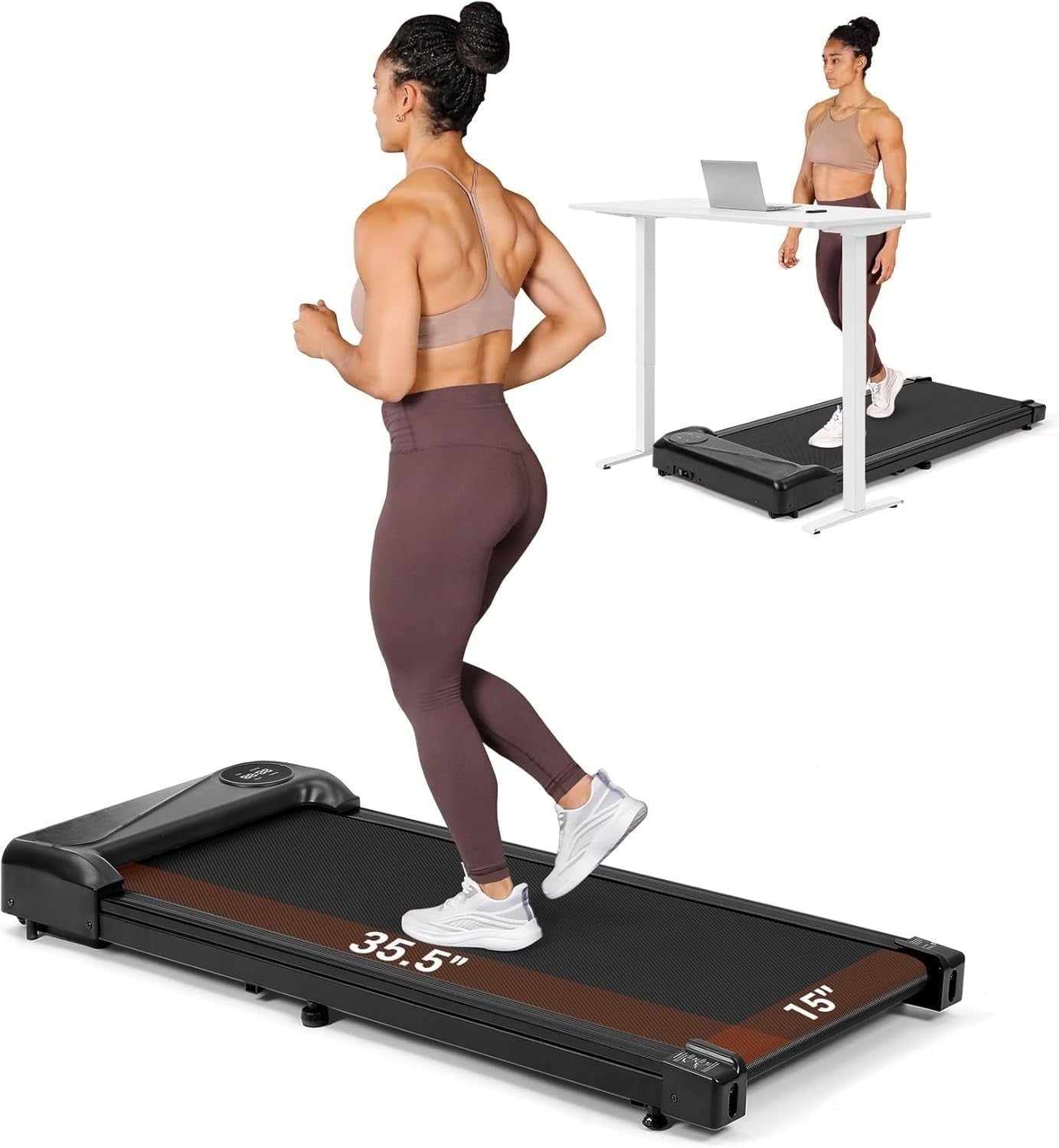 Portable Under Desk Walking Pad 2.5HP Quiet Treadmill w/ LED Display & Remote