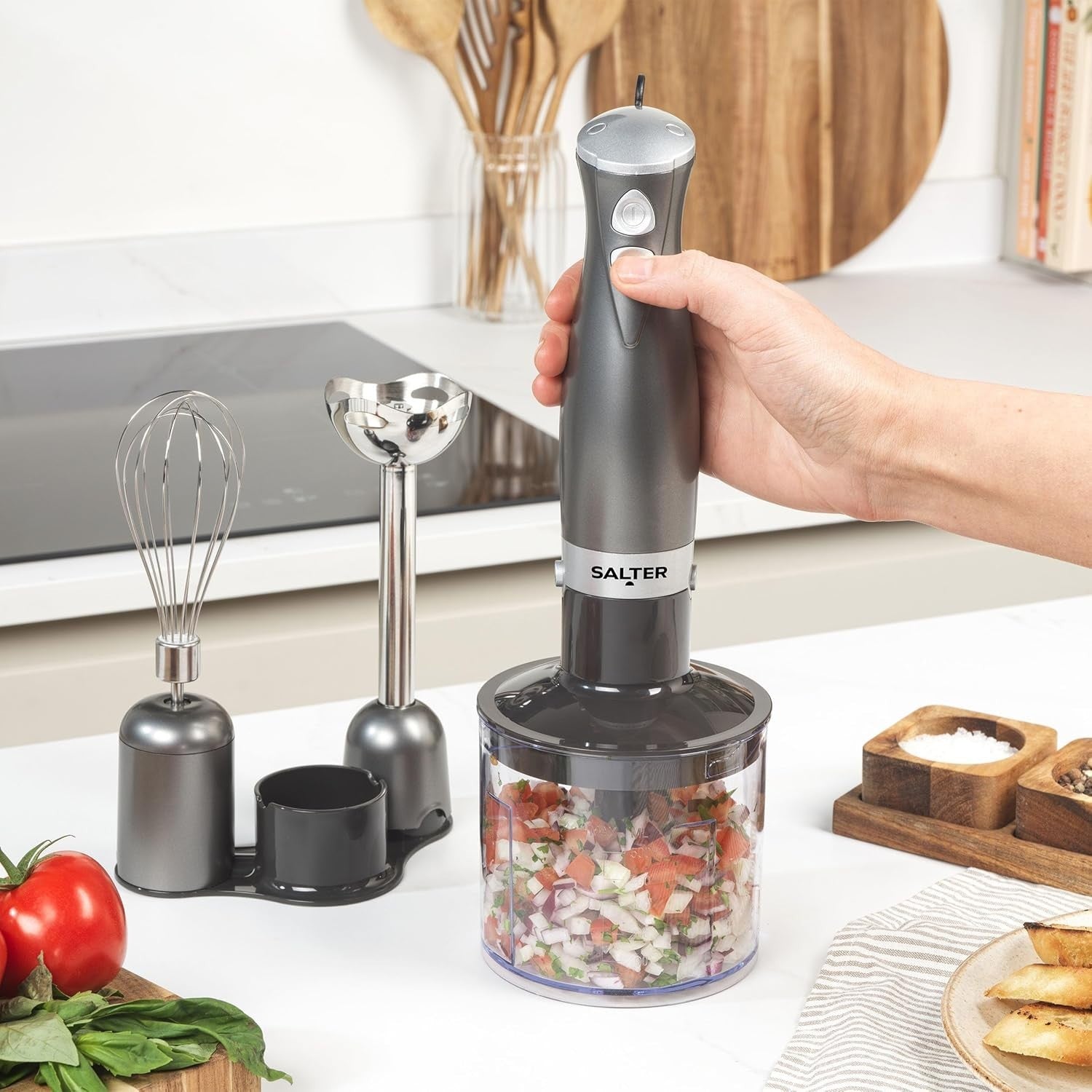 3-in-1 Hand Blender Set | Whisk, Food Processor & Chopper, 500ml Bowl