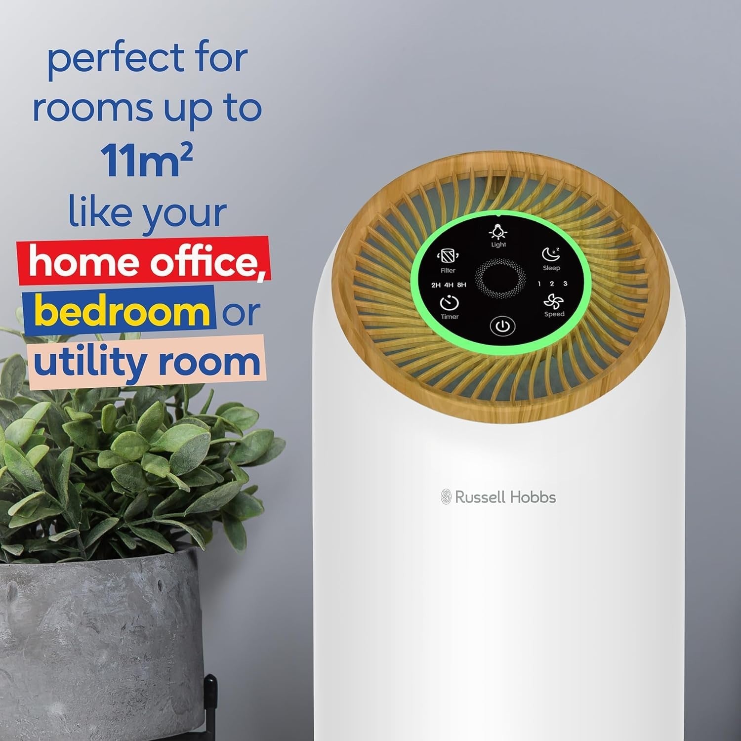 Compact HEPA Air Purifier 90m³/h Bedroom Allergy Odor Sleep Mode