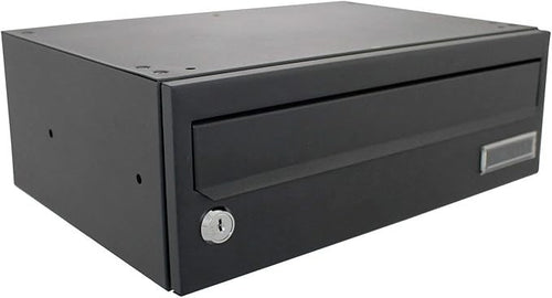 Lockable Steel Wall Post Box Black Secure Mailbox for Flats & Offices