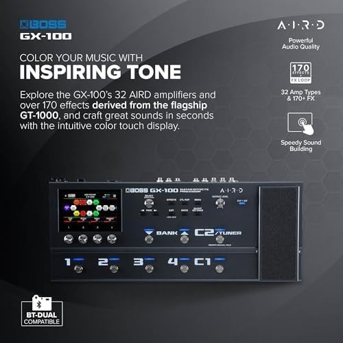 Guitar & Bass Effects Processor 32-bit 23 Amp Types 150+ Effects Black