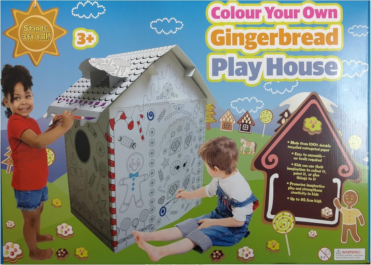 Kids Cardboard Playhouse Colour Your Own Gingerbread Wendy House