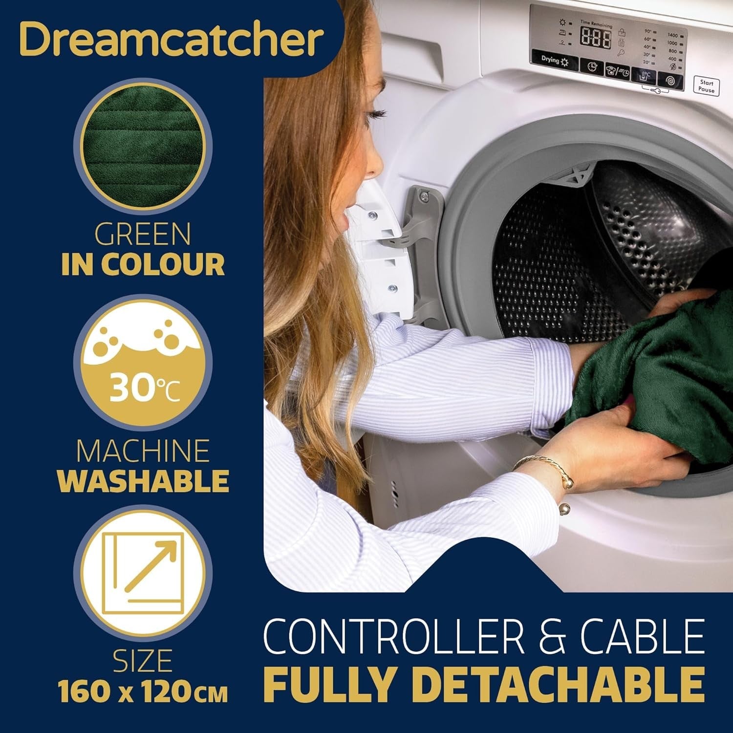 Electric Heated Throw Blanket 160x120cm Soft Fleece 9 Timer Washable