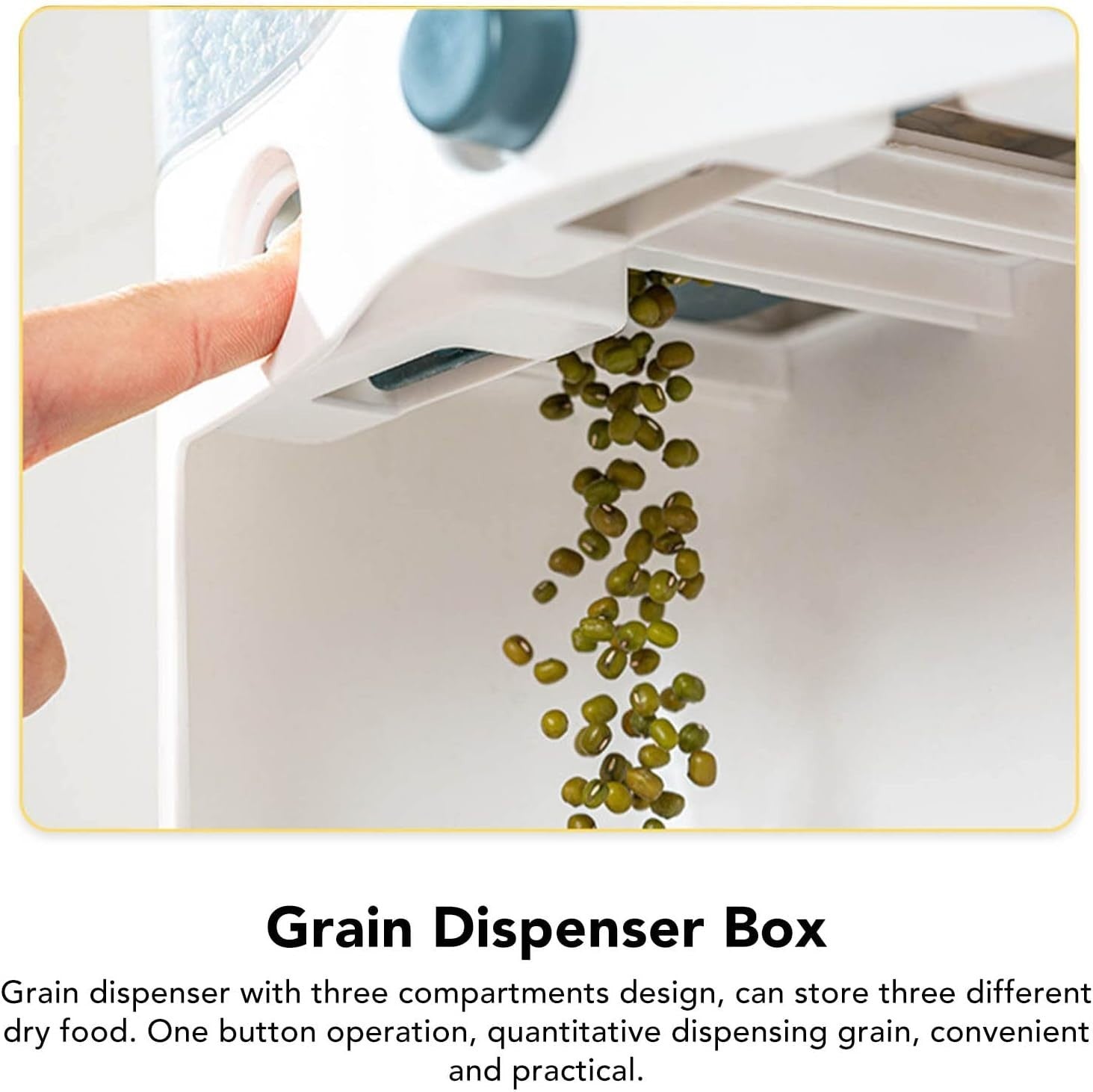 6L Triple Grain Dispenser Rice Storage Box Clear Window Food Container