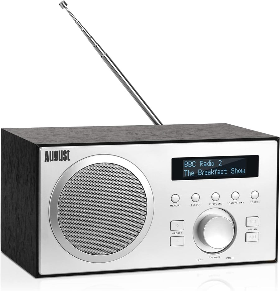 DAB/DAB+ FM Radio Bluetooth Speaker Dual Alarm USB AUX Subwoofer Black
