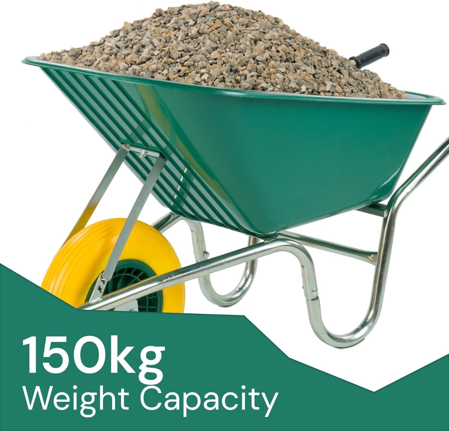 110L Garden Wheelbarrow – Green Plastic Tub w/ Steel Frame Reinforced Tyre 150kg
