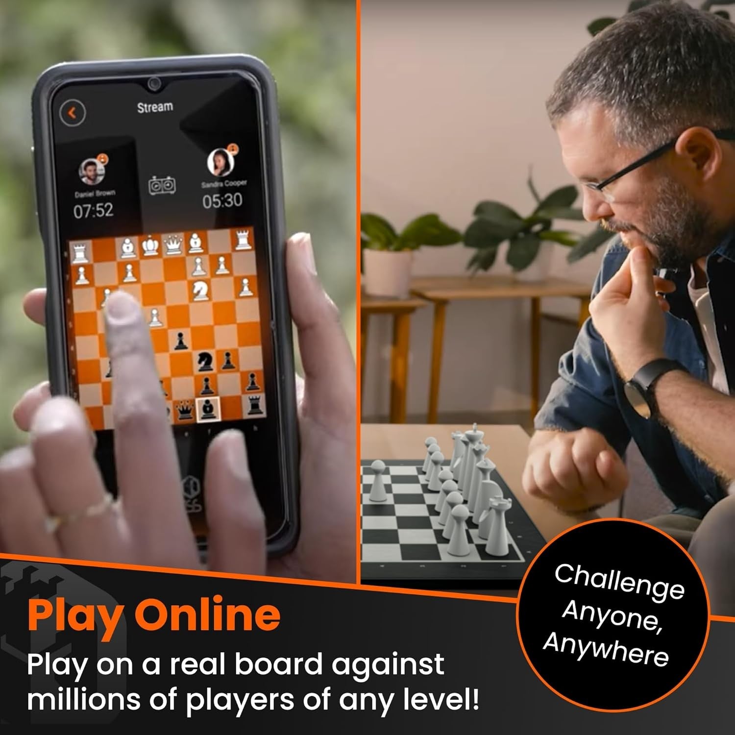 AI Smart Electronic Chess Board w/ Light-Up Moves | Online App Play | 15" Portab