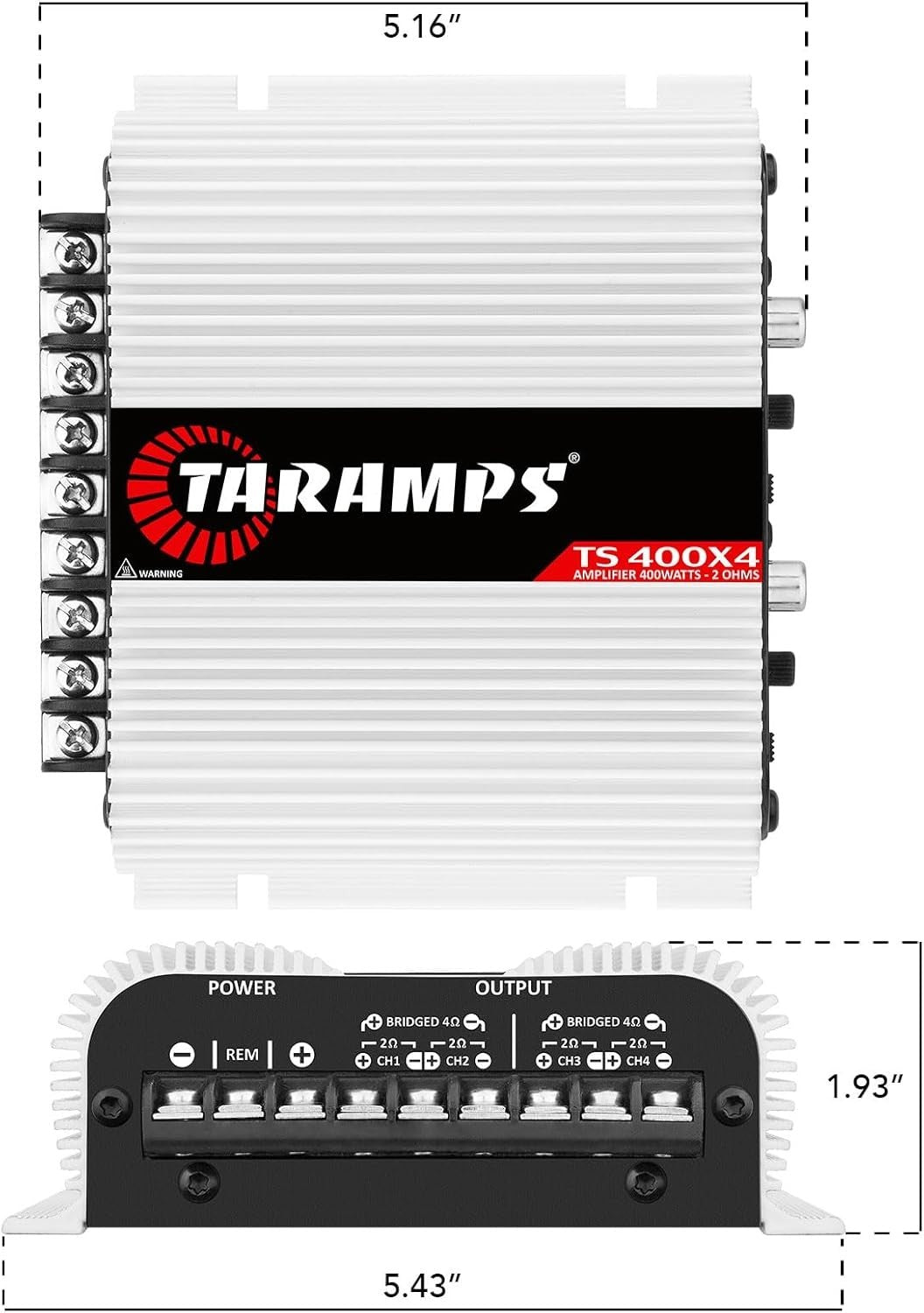 400W 4-Channel Full-Range Car Audio Amplifier Class D RCA Input