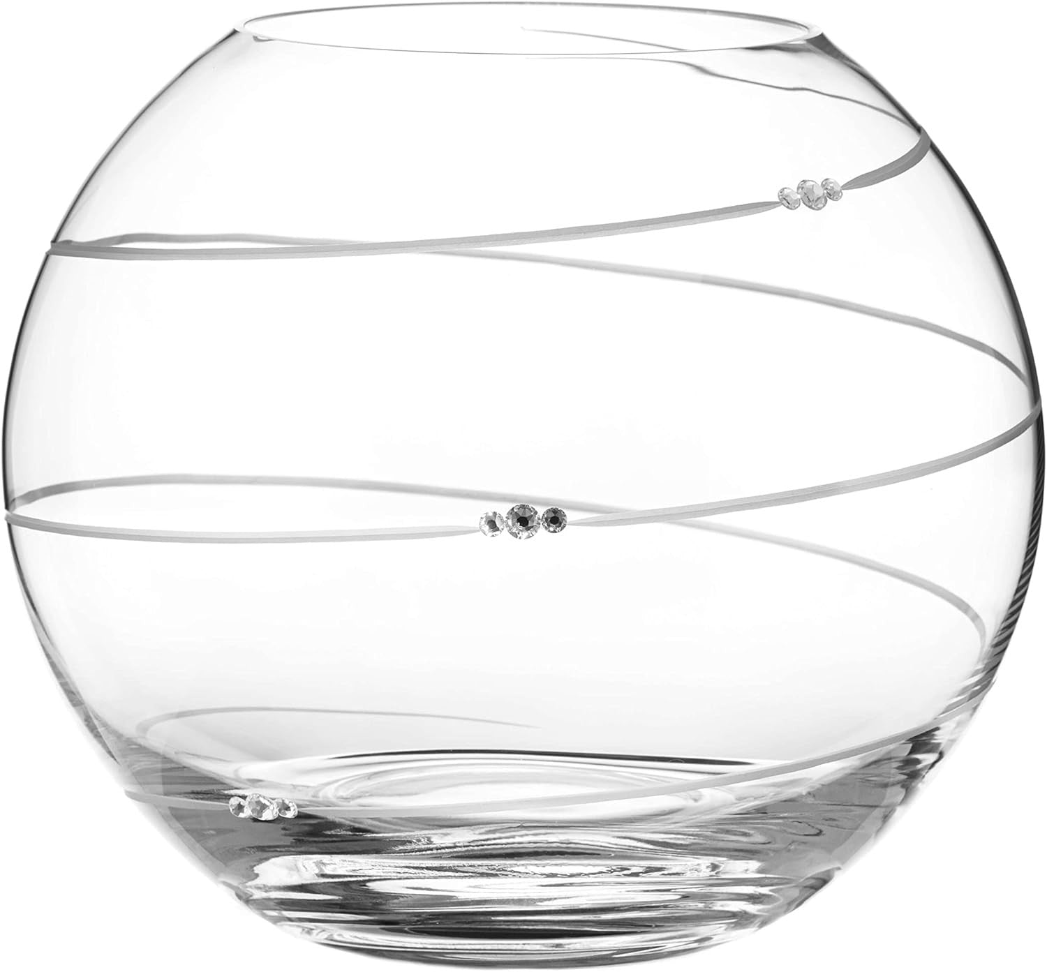 Crystal Glass Sphere Vase 20cm Round Bowl Floral Centrepiece Decor
