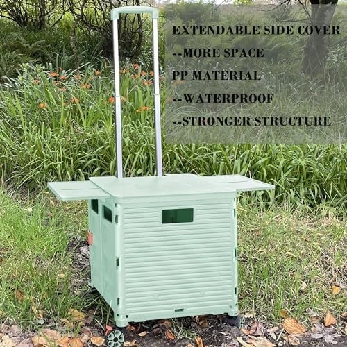 Heavy Duty Folding Shopping Cart 55kg Trolley 360° Wheels Foldable Green
