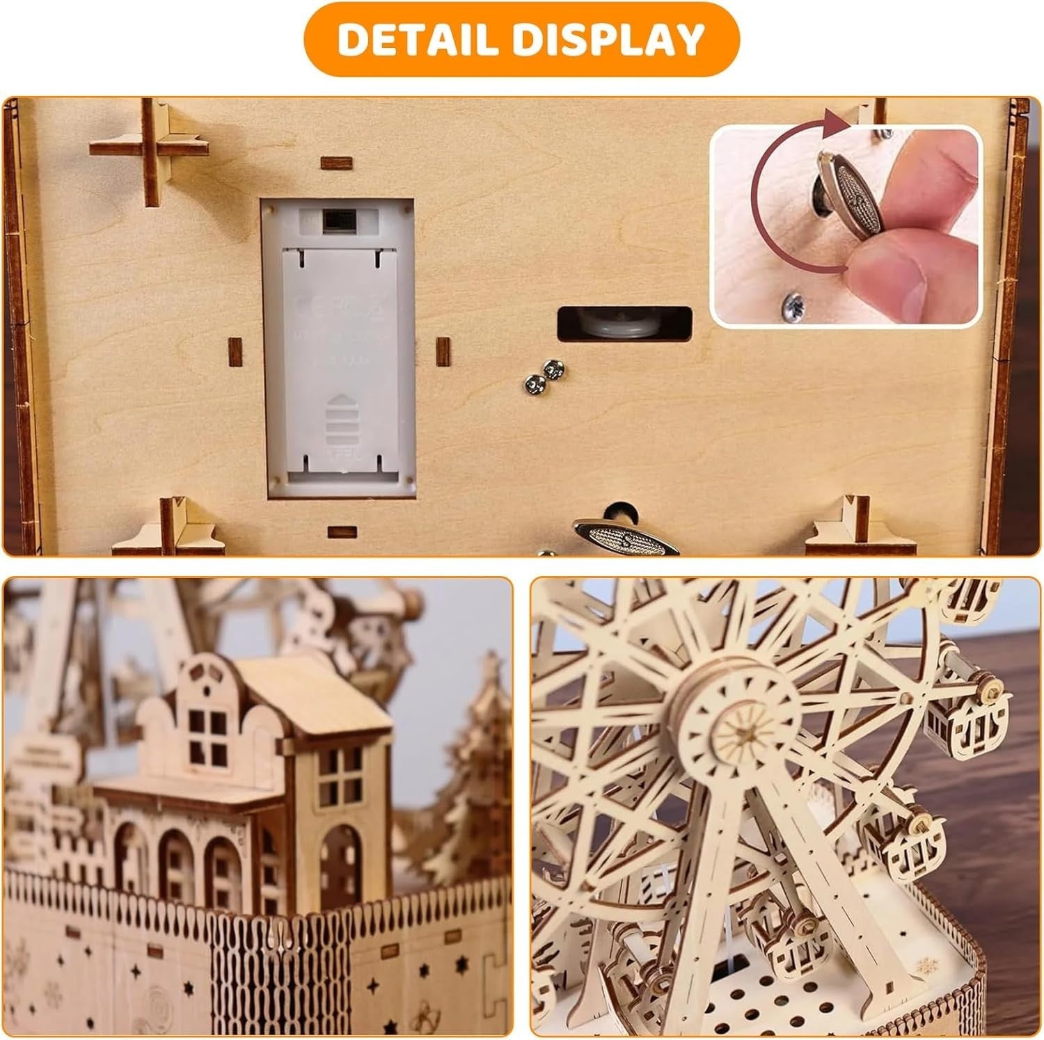 3D Wooden Marble Run Puzzle for Adults - Hand Cranked Mechanical Kit