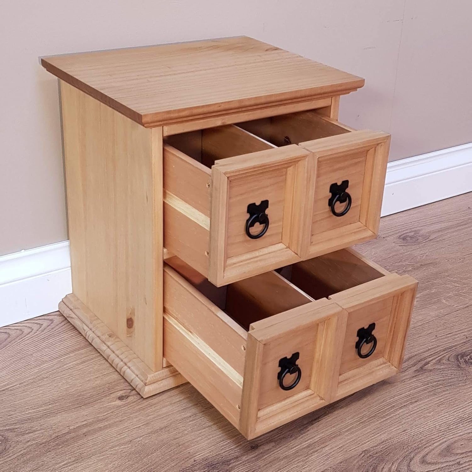 Solid Pine CD Storage Tower 2x2 Cabinet Side Table Wax Finish Wood