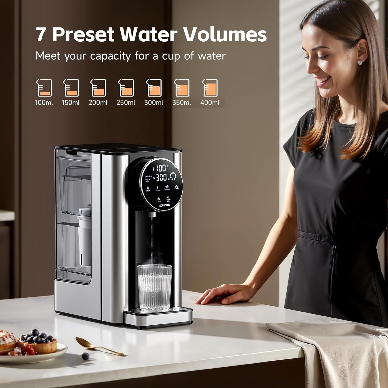 Instant Hot Water Dispenser 2.7L | 2600W Fast Boil Touch Screen Presets