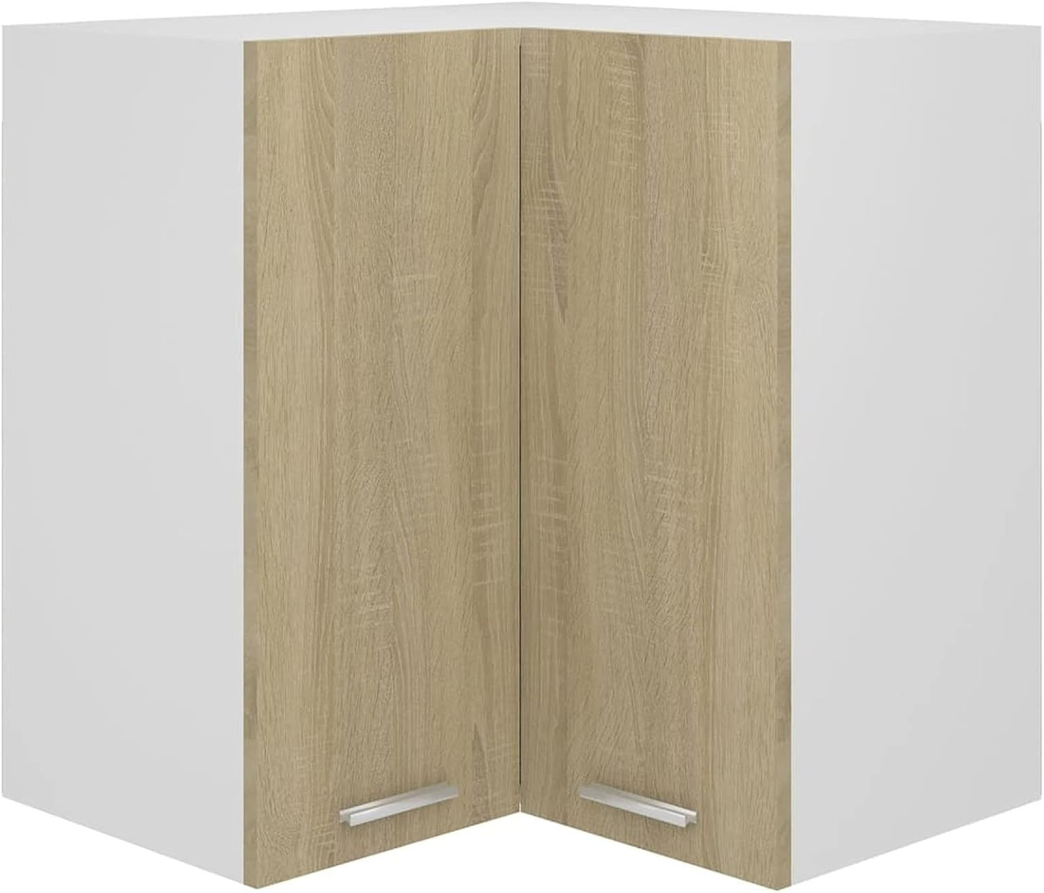 Corner Wall Cabinet Kitchen Storage Unit with Doors & Shelves 57x57x60cm