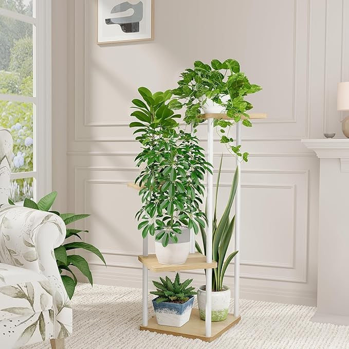 4 Tier Metal Plant Stand Indoor Outdoor Flower Shelf for Patio Balcony