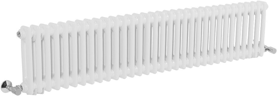 Double Column Horizontal Radiator 300x1460mm White Cast Iron Style