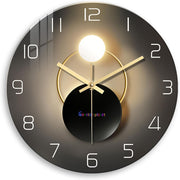 Modern Black Gold 12" Glass Wall Clock Silent Non-Ticking Luxury Home Decor