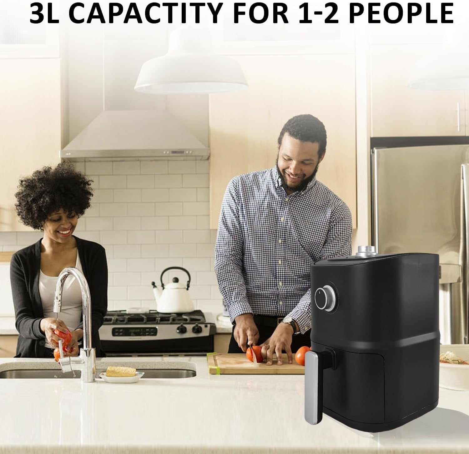 3L Compact Air Fryer 5-in-1 Oven Extra Crisp Low-Fat Cooking Non-Stick Dishwashe