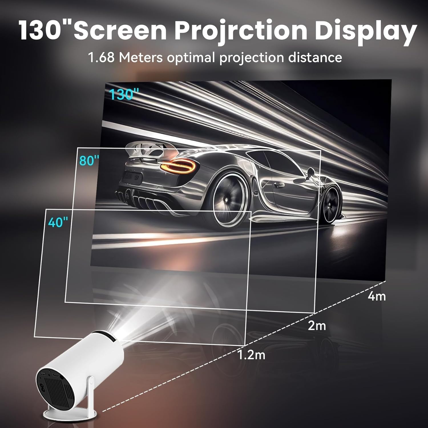 Mini Smart Projector 200 ANSI 1080P 4K Support WiFi 6 Bluetooth