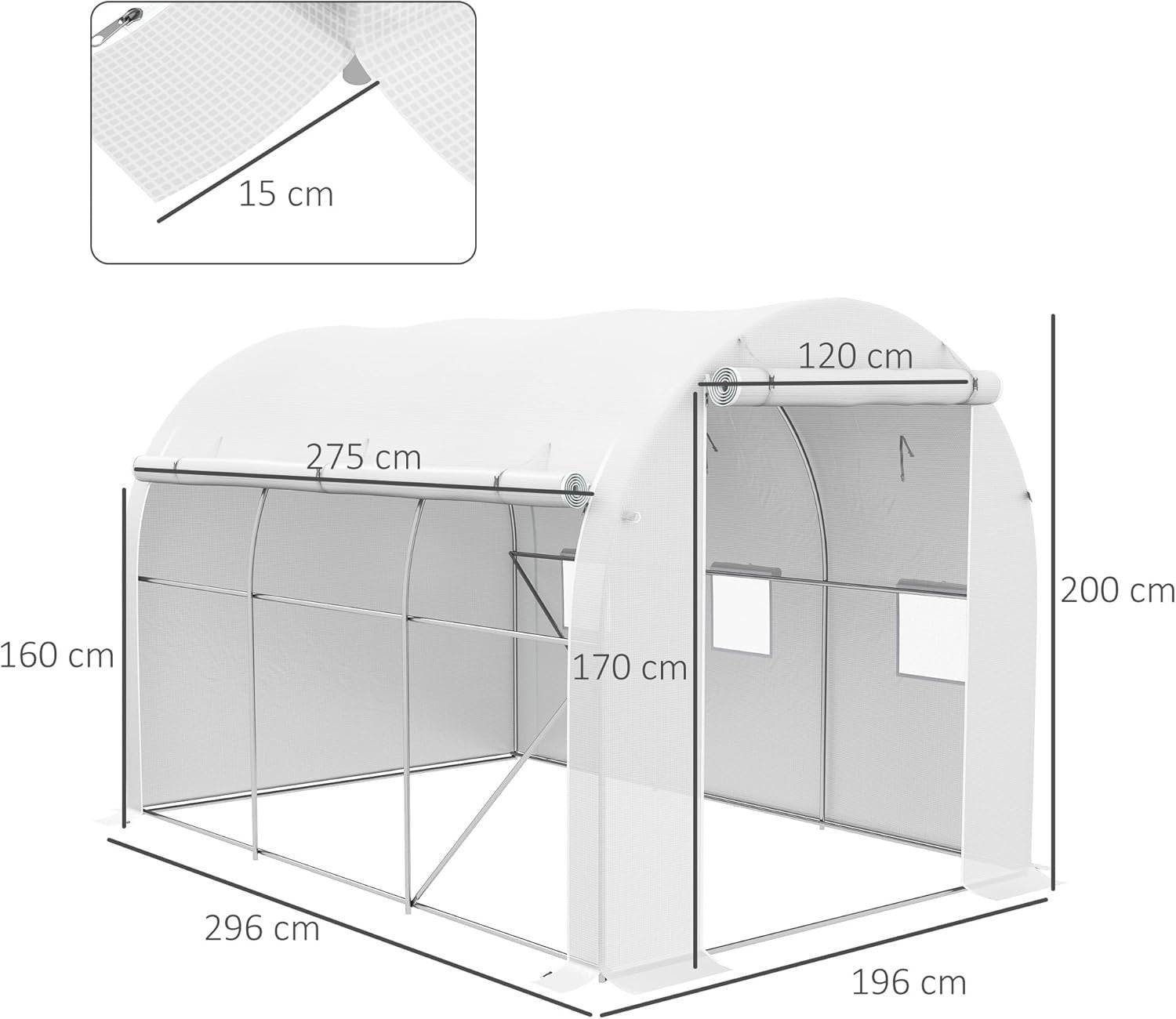 Heavy Duty Polytunnel Greenhouse | Reinforced PE Cover | Galvanised Steel Frame