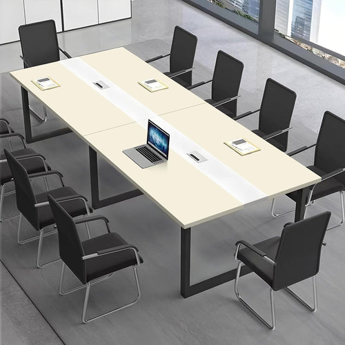 Large Conference Table Modern Meeting Desk w/ Cable Duct Metal Frame 120×60cm