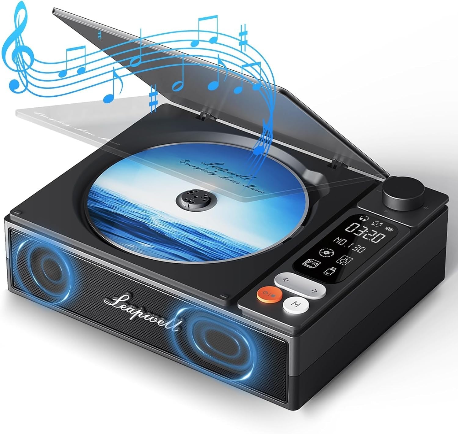 Portable CD Player Bluetooth Speakers Optical USB FM Radio Rechargeable