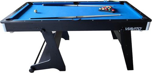 6FT Folding Pool Table Billiards Set Portable Home Game w Cues Balls