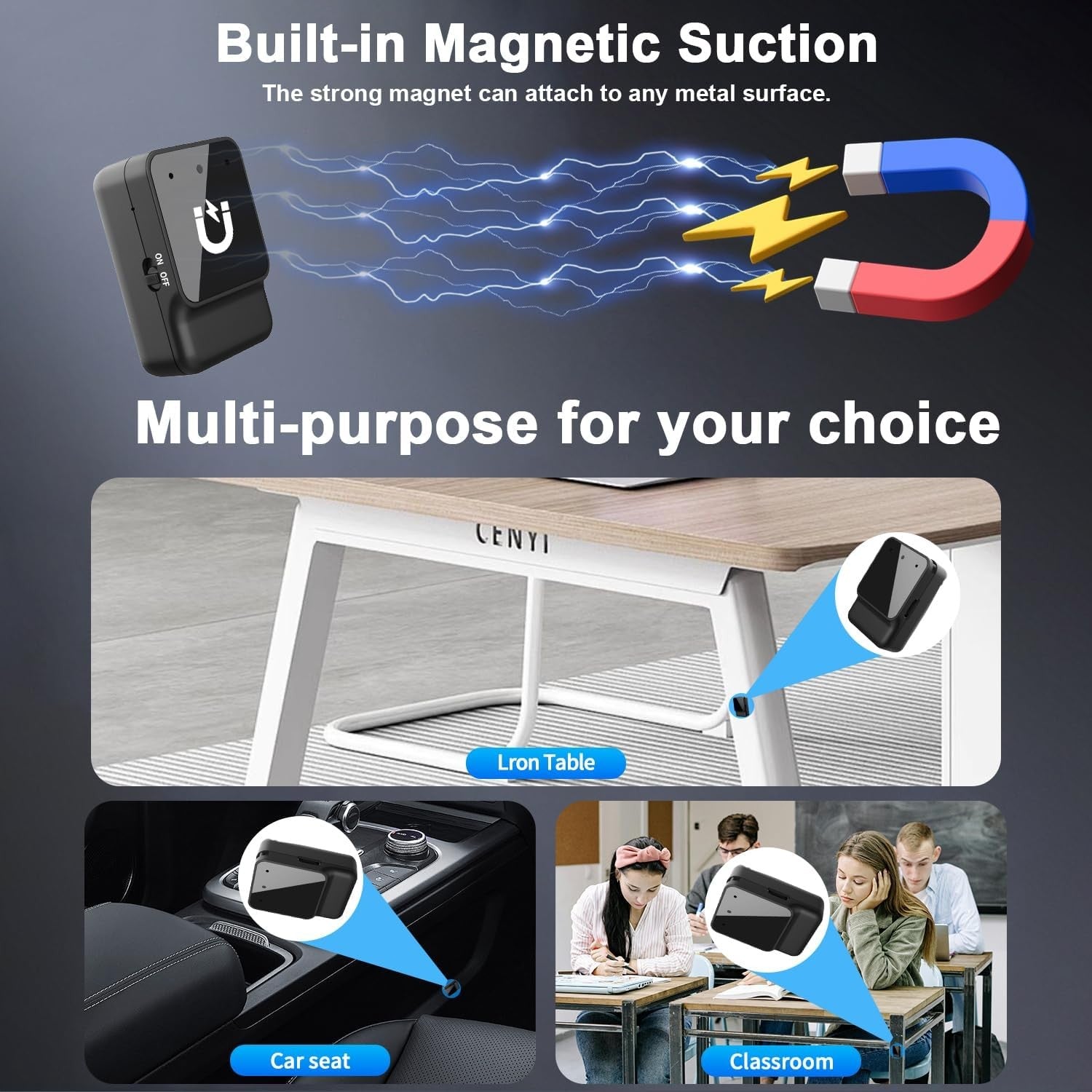 64GB Mini Voice Recorder Magnetic USB-C Noise Reduction Device