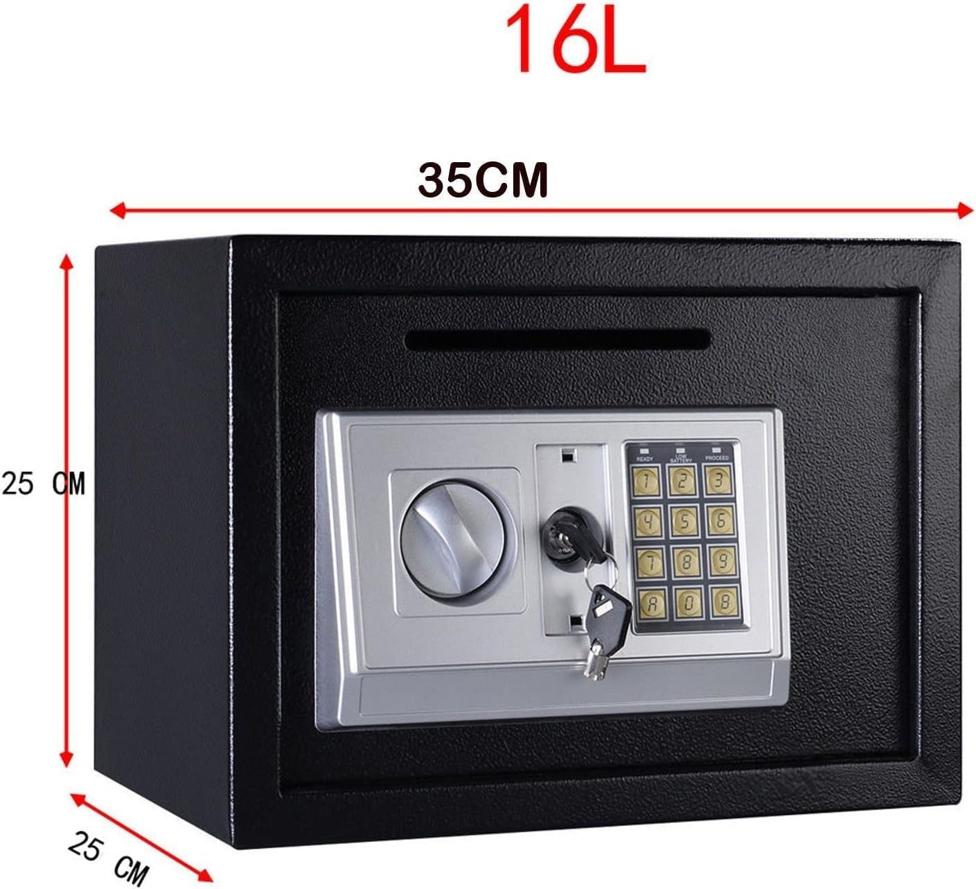 16L Digital Security Safe Box Electronic Keypad Lock with Shelf Black