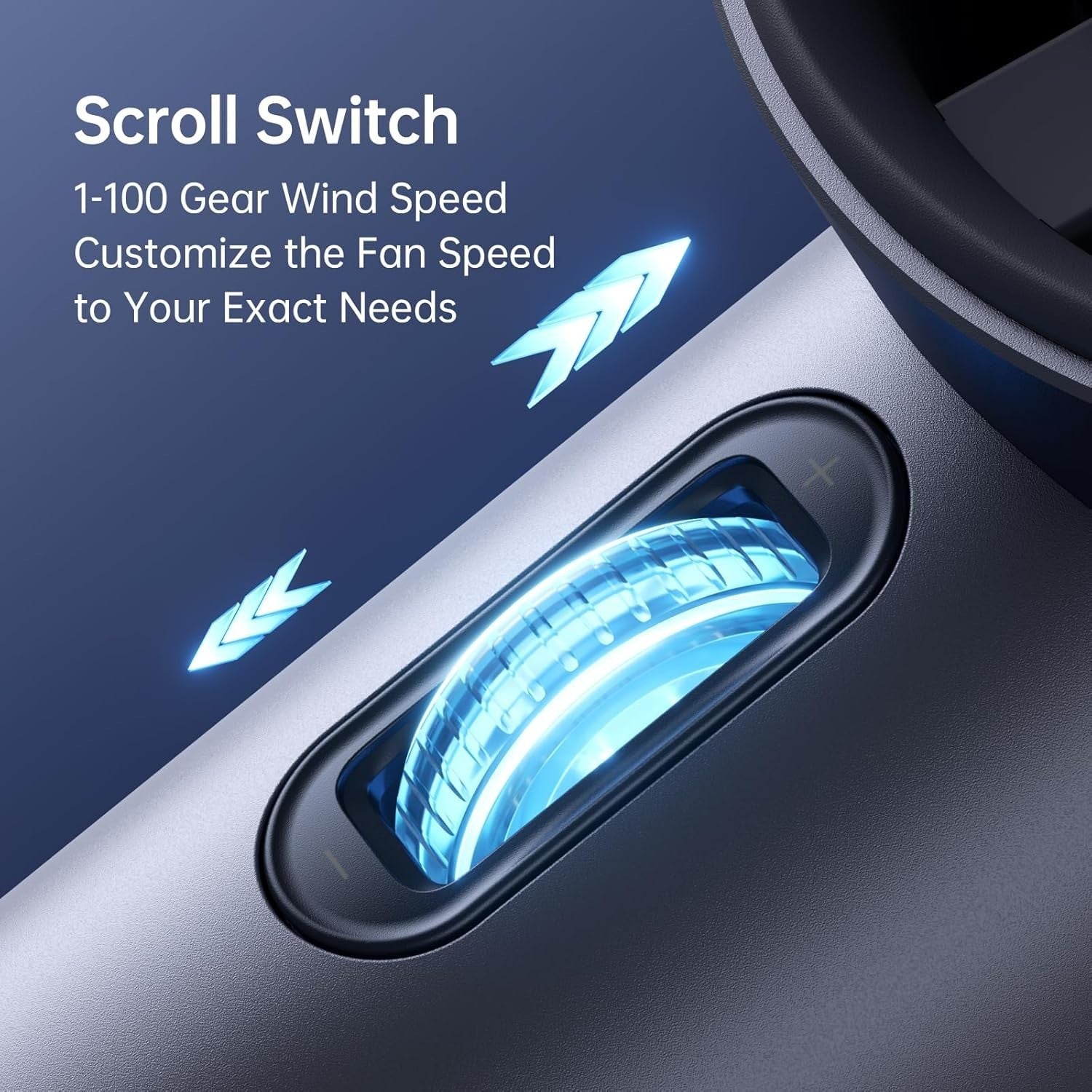 Handheld Fan – 100-Speed Turbo Brushless 3600mAh Rechargeable with Display Blue