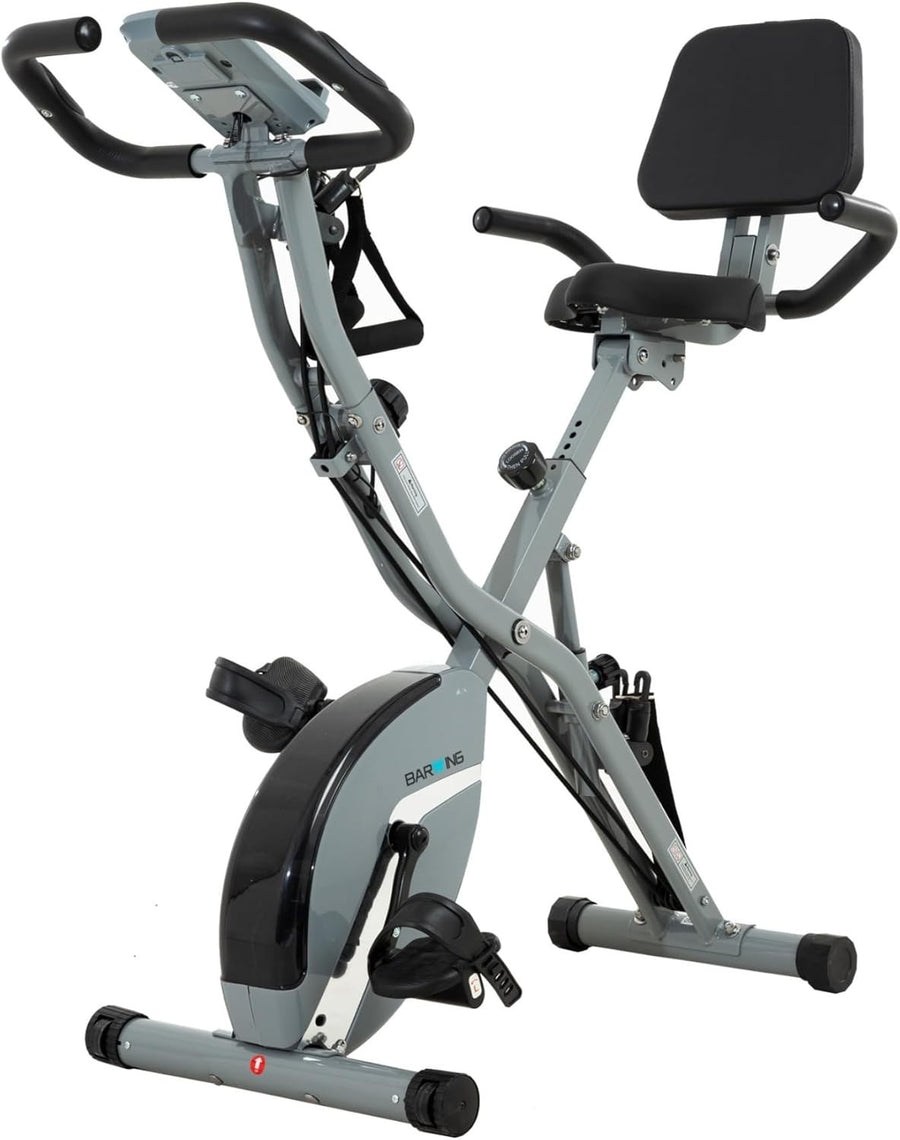 Foldable Magnetic Exercise Bike w/ Backrest, LCD Monitor & 330lb Capacity