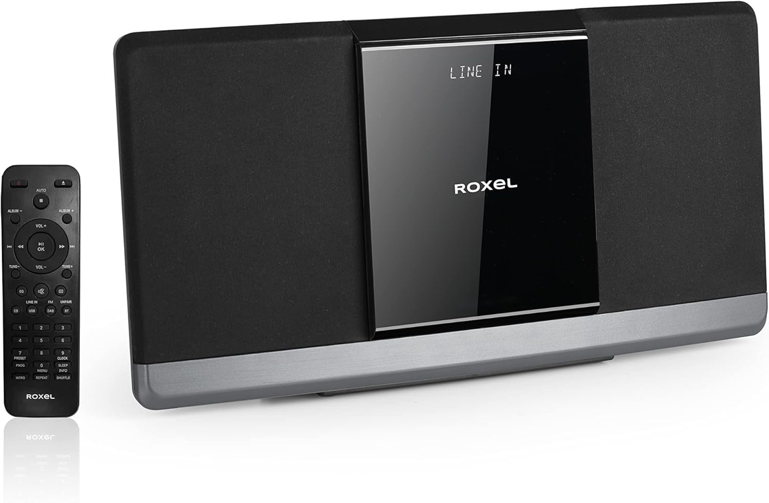 Roxel Micro HiFi System CD DAB/DAB+ FM Bluetooth 40W RMS USB AUX Black