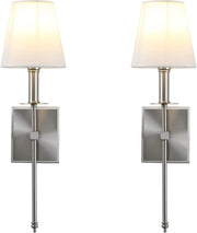 Modern Linen Wall Sconce Light Fixture, Brushed Finish, 54cm Height, E27 Bulb