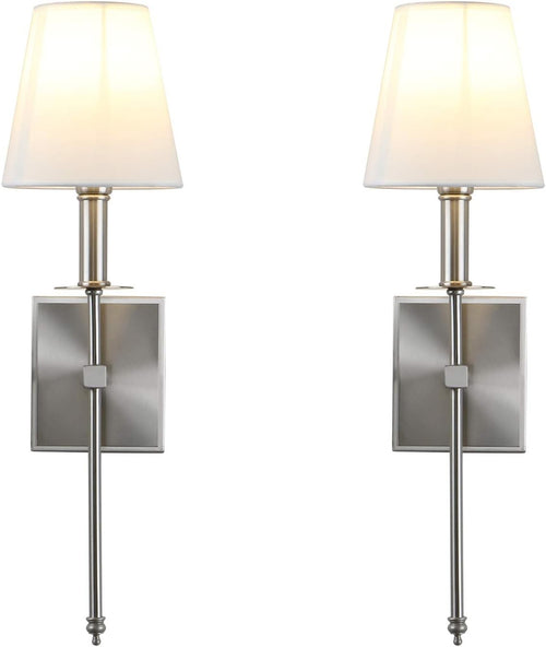 Modern Linen Wall Sconce Light Fixture, Brushed Finish, 54cm Height, E27 Bulb
